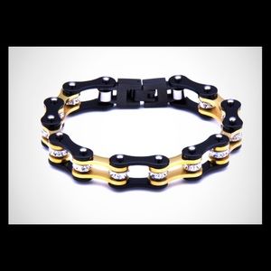 Mens D&Z Stainless Steel Motorcycle Bike Bracelet